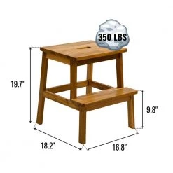 Natural Bench with 2-Steps Stool 19.70 in. H x 18.20 in. W x 16.80 in. D by Wateday -Wateday Sales Store natural wateday dining benches yj yuki9595983 c3 1000