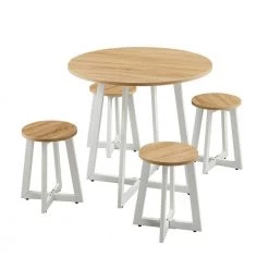 5-piece Round MDF Top Natural Dining Set by Wateday