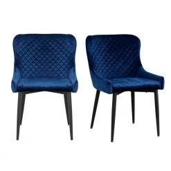 Navy Faric Dining Side Chair (Set of 2) by Wateday