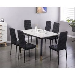 NEW Black Upholstered Leather Dining Side Chair (Set of 6) by Wateday 15 NEW Black Upholstered Leather Dining Side Chair (Set of 6) by Wateday -Wateday Sales Store new black wateday dining chairs yj yuki9595968 31 1000