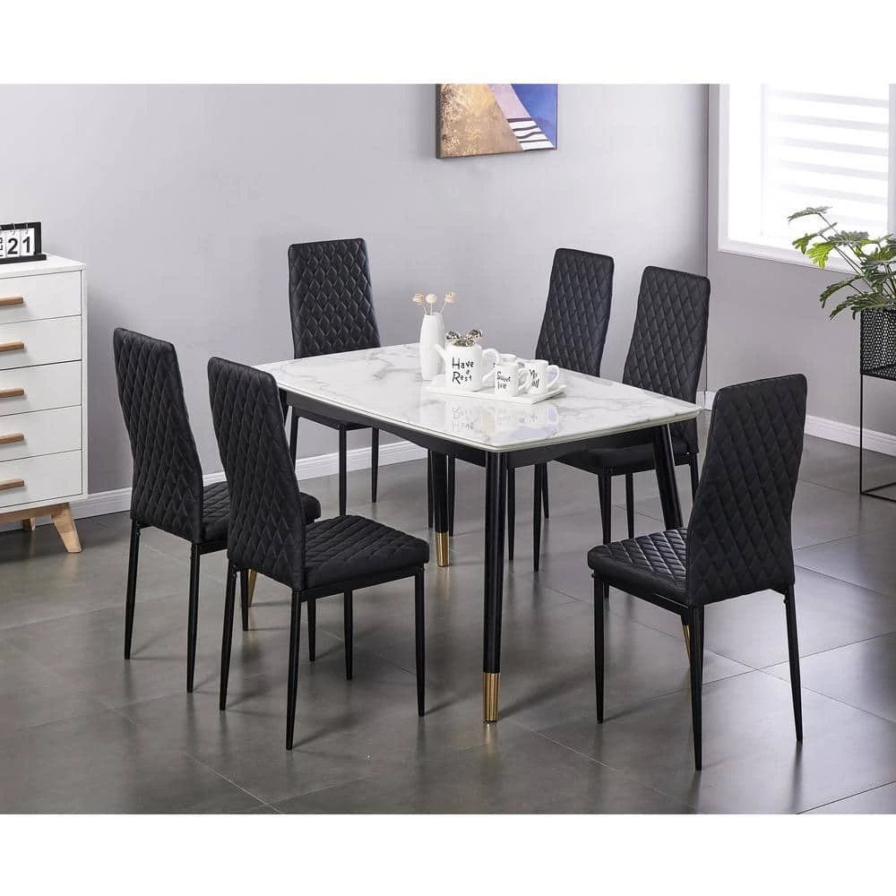 NEW Black Upholstered Leather Dining Side Chair (Set of 6) by Wateday 8 NEW Black Upholstered Leather Dining Side Chair (Set of 6) by Wateday - Image 8