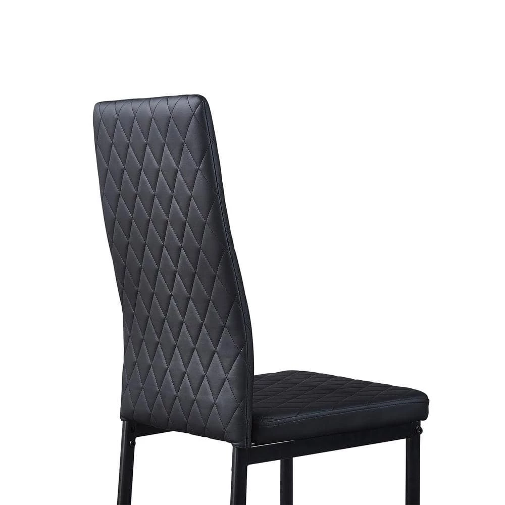 NEW Black Upholstered Leather Dining Side Chair (Set of 6) by Wateday 4 NEW Black Upholstered Leather Dining Side Chair (Set of 6) by Wateday - Image 4