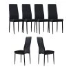 NEW Black Upholstered Leather Dining Side Chair (Set of 6) by Wateday