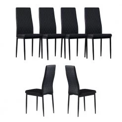NEW Black Upholstered Leather Dining Side Chair (Set of 6) by Wateday