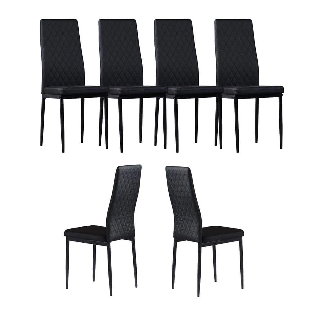 NEW Black Upholstered Leather Dining Side Chair (Set of 6) by Wateday 1 NEW Black Upholstered Leather Dining Side Chair (Set of 6) by Wateday