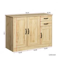 Oak Entryway Sideboard Storage Cabinet with 2-Drawers and 2 Doors by Wateday -Wateday Sales Store oak wateday accent cabinets yj yuki9595926 44 1000
