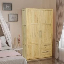 Oak Armoire with 2-Drawers 70.87 in. H x 19.49 in. W x 39.37 in. D by Wateday -Wateday Sales Store oak wateday armoires wardrobes yj yuki9596379 31 1000