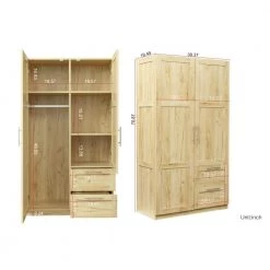 Oak Armoire with 2-Drawers 70.87 in. H x 19.49 in. W x 39.37 in. D by Wateday -Wateday Sales Store oak wateday armoires wardrobes yj yuki9596379 44 1000