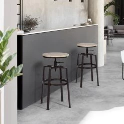 29.50 in. Oak Backless Metal Frame Stool Height 28 in. Bar Stool with Wood Seat (Set of 2) by Wateday -Wateday Sales Store oak wateday bar stools yj yuki9596293 31 1000