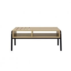33 .7" Oak Rectangle MDF Coffee Table with Storage by Wateday