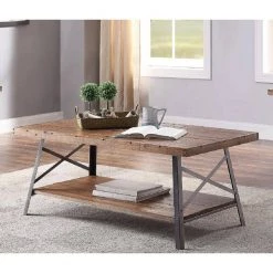 48 " Oak Rectangle Wood Coffee Table with Storage Shelf by Wateday -Wateday Sales Store oak wateday coffee tables yj yuki9595674 31 1000