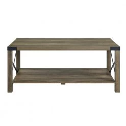 47 in. Oak Small Rectangle Wood Coffee Table with Shelf by Wateday