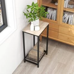 12 in. Oak Short Rectangle Wood End Table with Storage Shelf by Wateday -Wateday Sales Store oak wateday end side tables yj yuki9596329 c3 1000