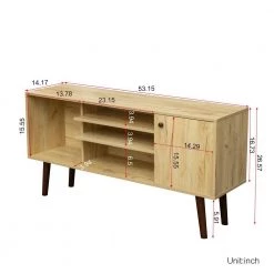 53 in. Oak TV Stand with Open Storage Shelves and Cabinet Fits TV's up to 55 in. by Wateday -Wateday Sales Store oak wateday tv stands yj yuki9595460 1f 1000