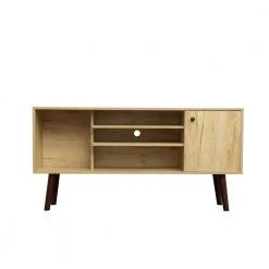 53 in. Oak TV Stand with Open Storage Shelves and Cabinet Fits TV's up to 55 in. by Wateday