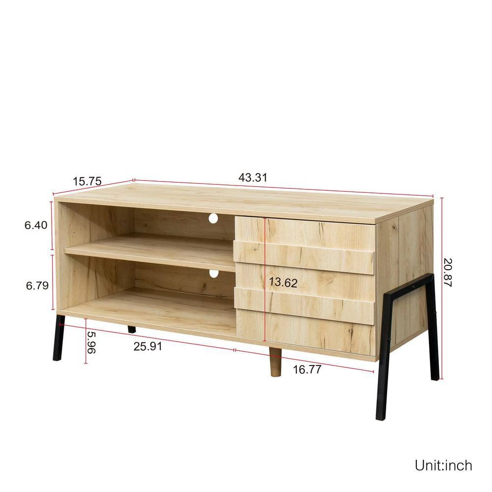 43.30 in. Oak TV Stand with Cabinet Fits TV's up to 55 in. by Wateday 7 43.30 in. Oak TV Stand with Cabinet Fits TV's up to 55 in. by Wateday - Image 7