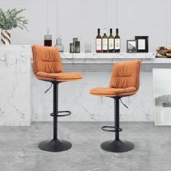 44.88 in. Orange Low Back Metal Frame Stool Height 33 in. Bar Stool with Fabric seat (Set of 2) by Wateday -Wateday Sales Store orange wateday bar stools yj yuki9596318 31 1000