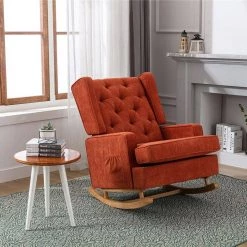 Orange Upholster Rocking Chair with Cushion by Wateday -Wateday Sales Store orange wateday rockers gliders ottomans yj yuki9596279 31 1000