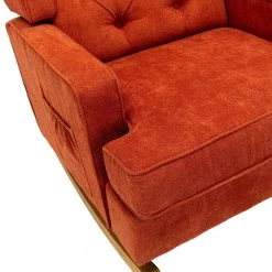 Orange Upholster Rocking Chair with Cushion by Wateday -Wateday Sales Store orange wateday rockers gliders ottomans yj yuki9596279 4f 1000