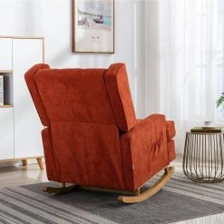Orange Upholster Rocking Chair with Cushion by Wateday -Wateday Sales Store orange wateday rockers gliders ottomans yj yuki9596279 c3 1000