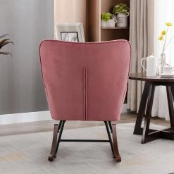 Pink Velvet Rocking Chair by Wateday -Wateday Sales Store pink wateday accent chairs yj yuki9596076 1f 1000