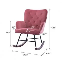 Pink Velvet Rocking Chair by Wateday -Wateday Sales Store pink wateday accent chairs yj yuki9596076 44 1000
