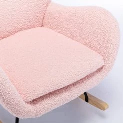 Pink Fabric Padded Seat Rocking Chair With Armrests by Wateday -Wateday Sales Store pink wateday accent chairs yj yuki9596079 4f 1000