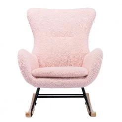 Pink Fabric Padded Seat Rocking Chair With Armrests by Wateday