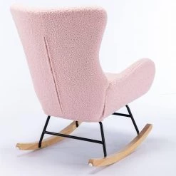 Pink Fabric Padded Seat Rocking Chair With Armrests by Wateday -Wateday Sales Store pink wateday accent chairs yj yuki9596079 c3 1000