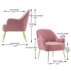 Pink Velvet Ergonomics Accent Chair With Gold Legs by Wateday -Wateday Sales Store pink wateday accent chairs yj yuki9596108 1f 1000