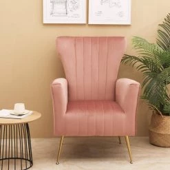 Pink Velvet Wingback Arm Side Chair by Wateday 13 Pink Velvet Wingback Arm Side Chair by Wateday -Wateday Sales Store pink wateday accent chairs yj yuki9596574 31 1000
