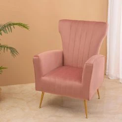 Pink Velvet Wingback Arm Side Chair by Wateday 10 Pink Velvet Wingback Arm Side Chair by Wateday -Wateday Sales Store pink wateday accent chairs yj yuki9596574 4f 1000