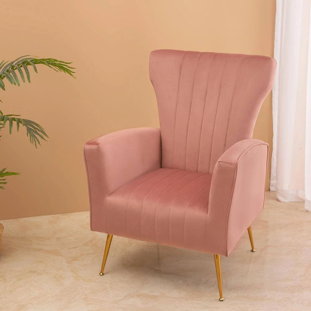 Pink Velvet Wingback Arm Side Chair by Wateday 4 Pink Velvet Wingback Arm Side Chair by Wateday - Image 4