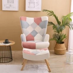 Pink Fabric Armchair with Ottoman by Wateday 10 Pink Fabric Armchair with Ottoman by Wateday -Wateday Sales Store pink wateday accent chairs yj yuki9596853 c3 1000