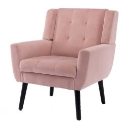 Pink Velvet Ergonomics Side Chair with Black Legs by Wateday