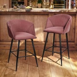 38.20 in. Pink Low Back Metal Frame 28 in. Bar Stool with Velvet Seat (Set of 2) by Wateday -Wateday Sales Store pink wateday bar stools yj yuki9596514 31 1000