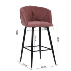 38.20 in. Pink Low Back Metal Frame 28 in. Bar Stool with Velvet Seat (Set of 2) by Wateday -Wateday Sales Store pink wateday bar stools yj yuki9596514 44 1000