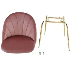 Pink Velvet Upholstery Dining Chair with Iron Tube Golden Legs (Set of 2) by Wateday -Wateday Sales Store pink wateday dining chairs yj w23403145 4f 1000