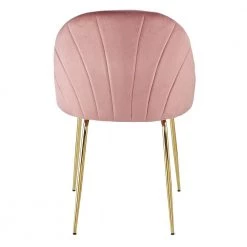 Pink Velvet Upholstery Dining Chair with Iron Tube Golden Legs (Set of 2) by Wateday -Wateday Sales Store pink wateday dining chairs yj w23403145 66 1000