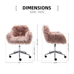 Pink Faux Fur Swivel Office Chair with Non-Adjustable Arms by Wateday -Wateday Sales Store pink wateday office stools yj w21222750 1f 1000