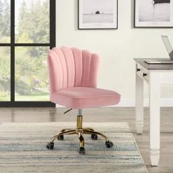 Pink Velvet Office Chair without Arm by Wateday -Wateday Sales Store pink wateday office stools yj yuki9595098 31 1000