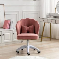 Pink Fabric Office Chairs Vanity Seats without Arms by Wateday -Wateday Sales Store pink wateday office stools yj yuki9596470 31 1000