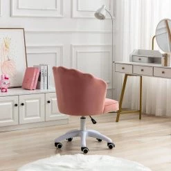 Pink Fabric Office Chairs Vanity Seats without Arms by Wateday -Wateday Sales Store pink wateday office stools yj yuki9596470 4f 1000