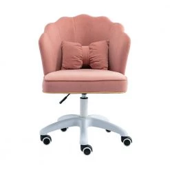 Pink Fabric Office Chairs Vanity Seats without Arms by Wateday