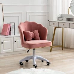 Pink Fabric Office Chairs Vanity Seats without Arms by Wateday -Wateday Sales Store pink wateday office stools yj yuki9596470 c3 1000