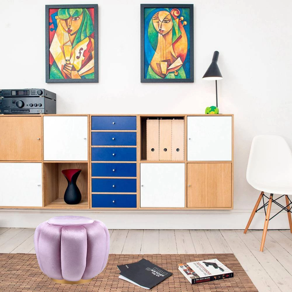 Pink Velvet Round Ottoman by Wateday 3 Pink Velvet Round Ottoman by Wateday - Image 3