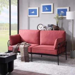 72.40 in. W Flared Arm Fabric Rustic Style Straight Sofa in Pink by Wateday -Wateday Sales Store pink wateday sofas couches yj yuki9596517 31 1000