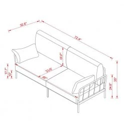 72.40 in. W Flared Arm Fabric Rustic Style Straight Sofa in Pink by Wateday -Wateday Sales Store pink wateday sofas couches yj yuki9596517 fa 1000