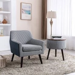 Plaid Fabric Armchair with Storage Side Table by Wateday -Wateday Sales Store plaid wateday accent chairs yj yuki9596292 31 1000
