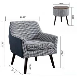 Plaid Fabric Armchair with Storage Side Table by Wateday -Wateday Sales Store plaid wateday accent chairs yj yuki9596292 fa 1000
